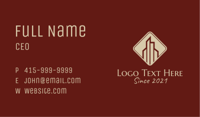 Deluxe Hotel Building Business Card
