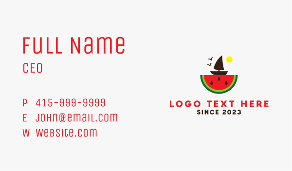 Sail Boat Watermelon  Business Card Design Image Preview
