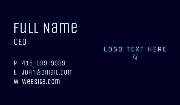 Neon Tech Cursor Business Card Design Image Preview