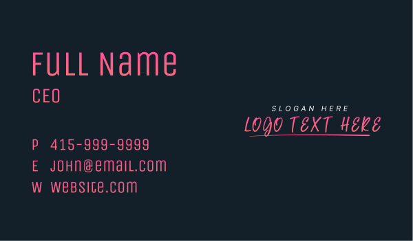 Handwritten Neon Wordmark Business Card Design Image Preview