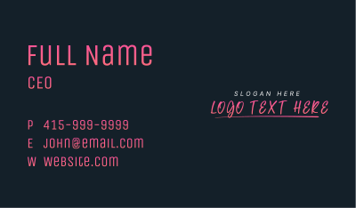 Handwritten Neon Wordmark Business Card Image Preview