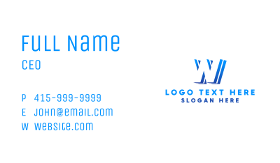 Blue Corporate Letter W Business Card Image Preview