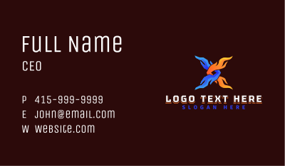 Thermal Fire Ice Letter X Business Card Image Preview