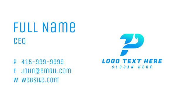 Blue Modern Letter P Business Card Design Image Preview