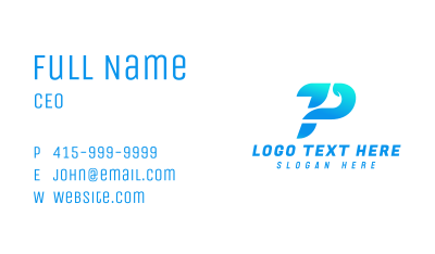 Blue Modern Letter P Business Card Image Preview