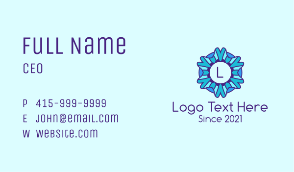 Ice Snowflake Letter Business Card Design