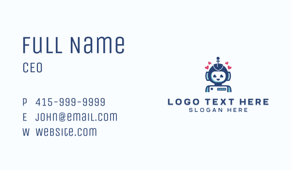 Cute Love Robot Business Card Design Image Preview