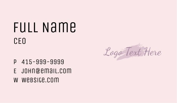 Feminine Watercolor Wordmark Business Card Design Image Preview