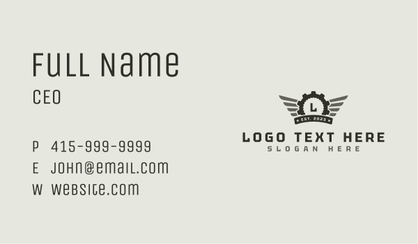 Cog Gear Wings Business Card Design Image Preview