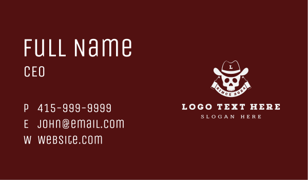 Cowboy Skull Saloon Business Card Design Image Preview