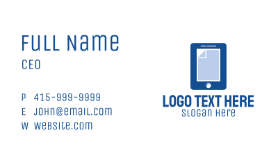Blue Mobile Document Business Card Image Preview