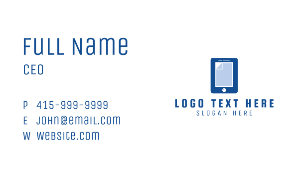 Blue Mobile Document Business Card Design Image Preview