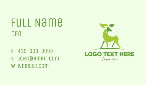 Deer Eco Leaf Sustainability  Business Card Design Image Preview