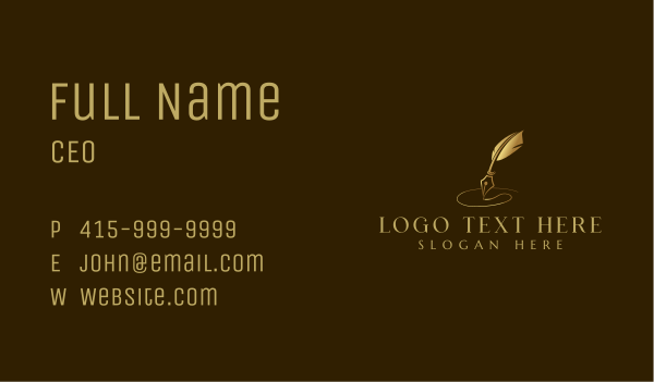 Luxury Quill Pen  Business Card Design Image Preview