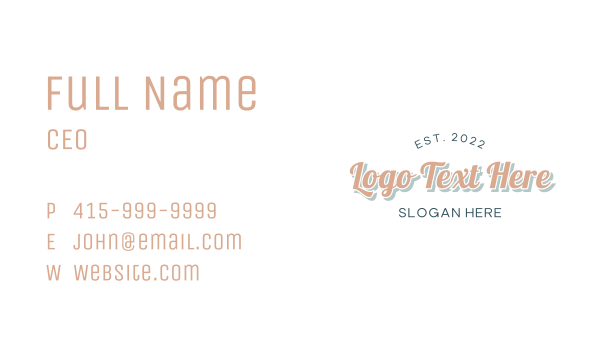 Retro Cursive Wordmark Business Card Design Image Preview