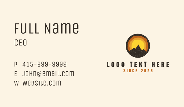 Rustic Mountain Sunset Badge Business Card Design Image Preview