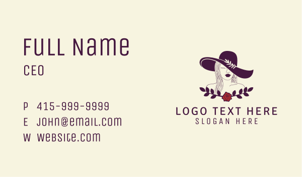 Stylist Fashion Hat Woman Business Card Design Image Preview