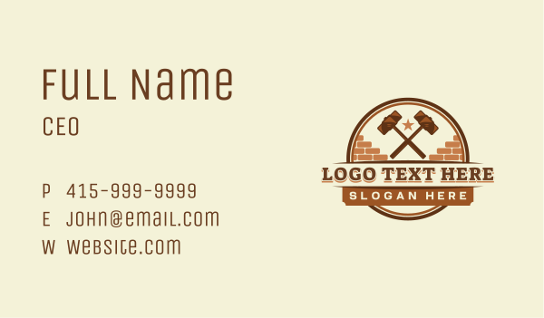 Brick Hammer Construction Business Card Design Image Preview