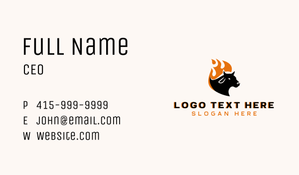 Flaming Hot Cow Business Card Design Image Preview