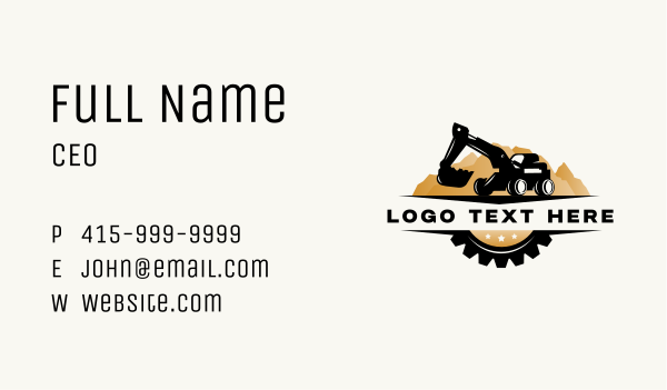 Excavator Machinery Construction Business Card Design Image Preview
