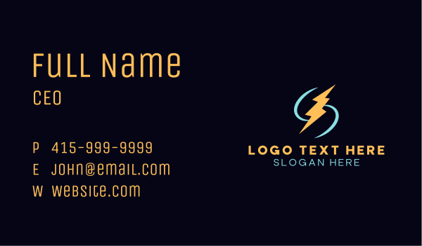 Energy Lightning Bolt Business Card Design Image Preview