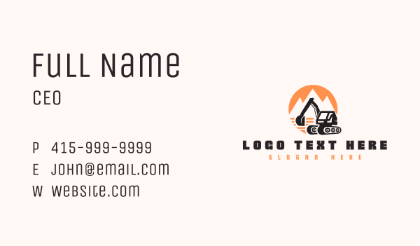 Quarry Excavation Machinery Business Card Design Image Preview