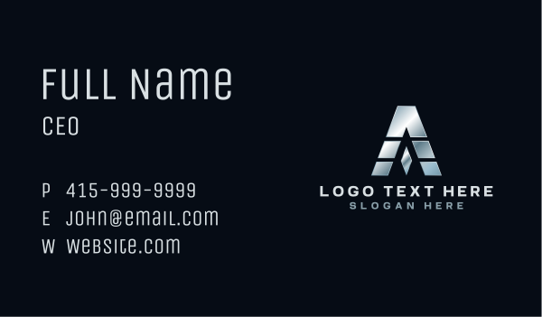 Industrial Metal Machine Letter A Business Card Design Image Preview