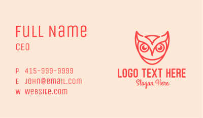 Orange Owl Line Art Business Card