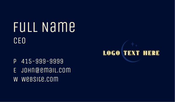 Cosmic Moon Wordmark Business Card Design Image Preview