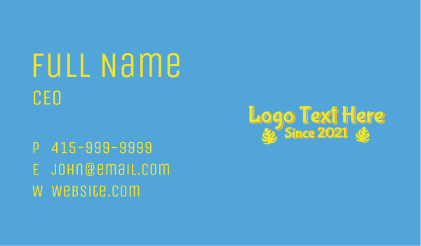 Yellow Tropical Wordmark Business Card Design Image Preview