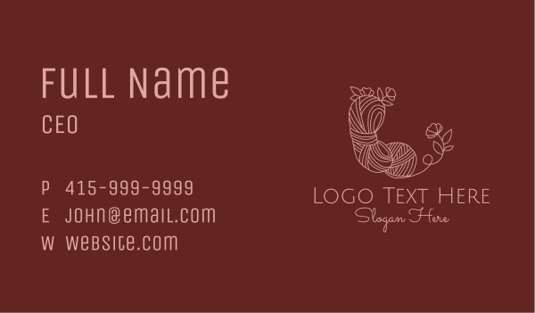 Flower Knitting Yarn Business Card Design Image Preview