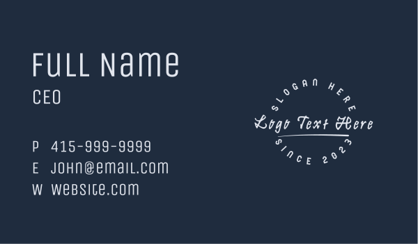Round Business Script Wordmark Business Card Design Image Preview