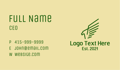 Green Swooping Eagle Business Card Image Preview