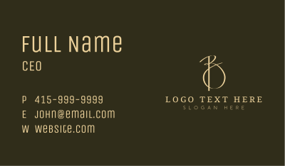 Golden Signature Letter B Business Card Image Preview