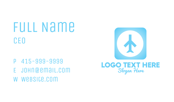 Blue Plane App Business Card Design