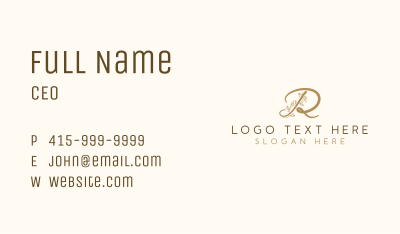 Elegant Floral Ornament Letter R Business Card Image Preview