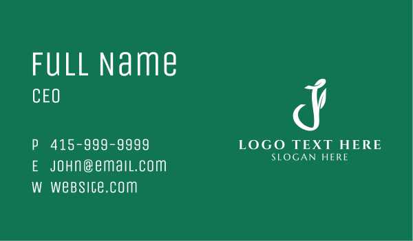 Letter J Leaf Calligraphy Business Card Design Image Preview