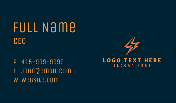 Lightning Bolt Energy Business Card Design Image Preview