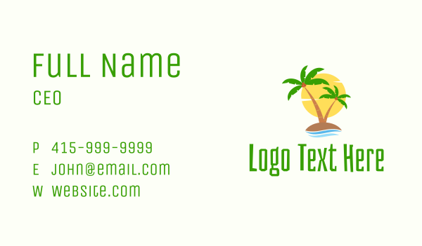 Tropical Coconut Island Business Card Design Image Preview
