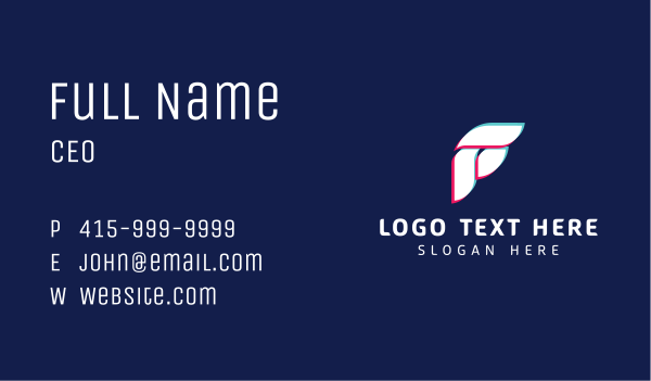 White Glitch Letter F Business Card Design Image Preview