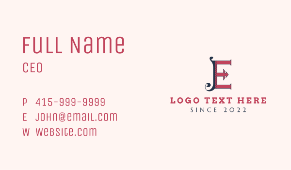 Retro Fashion Letter E Business Card Design Image Preview