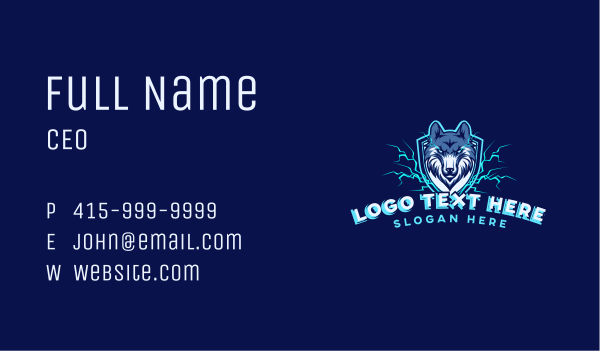 Lightning Shield Wolf Business Card Design Image Preview