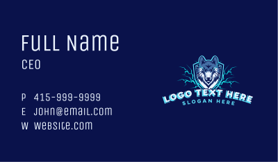 Lightning Shield Wolf Business Card Image Preview