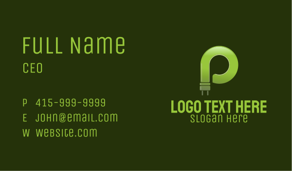 Letter P Electrical Bulb Business Card Design