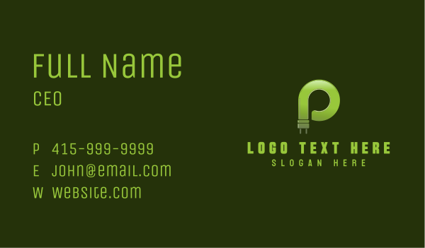 Letter P Electrical Bulb Business Card Design Image Preview