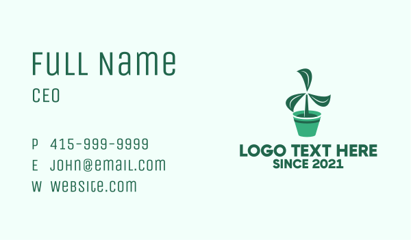 Green Propeller Plant  Business Card Design Image Preview