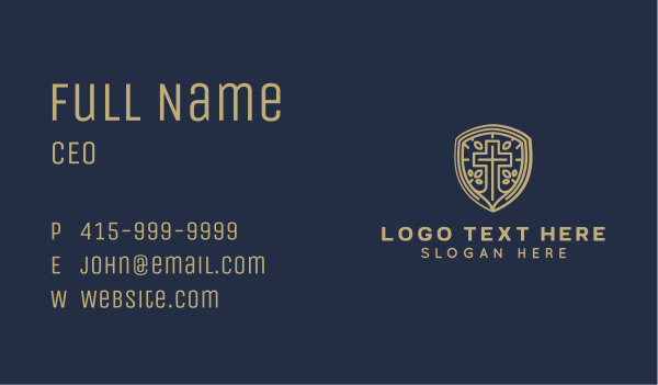 Shield Cross Preaching Business Card Design Image Preview