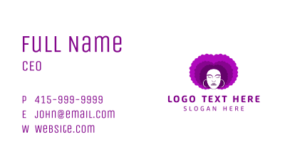 Purple Afro Woman Business Card Image Preview