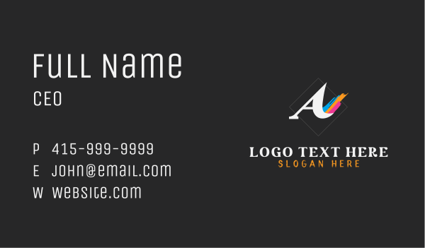 Paint Brush Color Letter A Business Card Design Image Preview