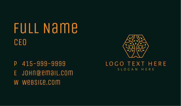 Gold Forest Tree Business Card Design Image Preview